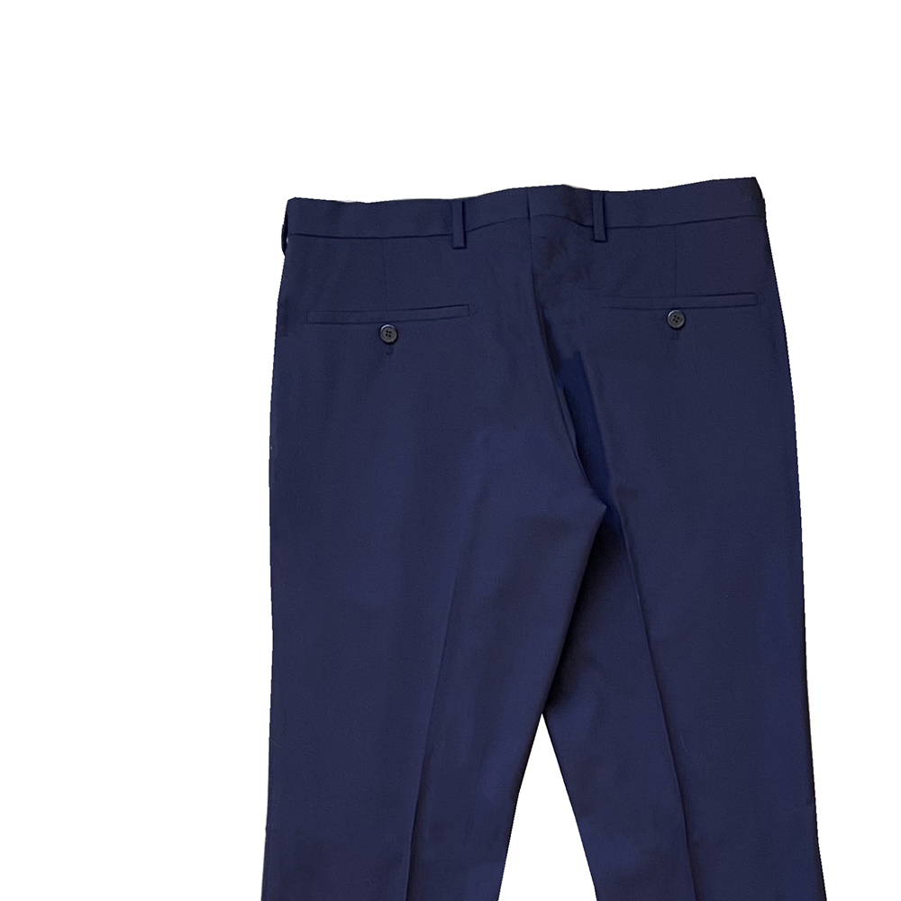 Cheap PRADA  Solid Wool Zip Mid-Waist Straight Suit Pants Navy Blue DNA559-11HR-F0008-S-161