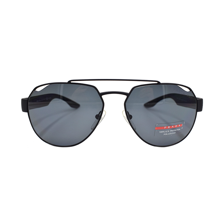 PRADA  SPS57U Polarized Sunglasses Black Irregular Frame Holiday Edition SPS57U DG0-5Z1