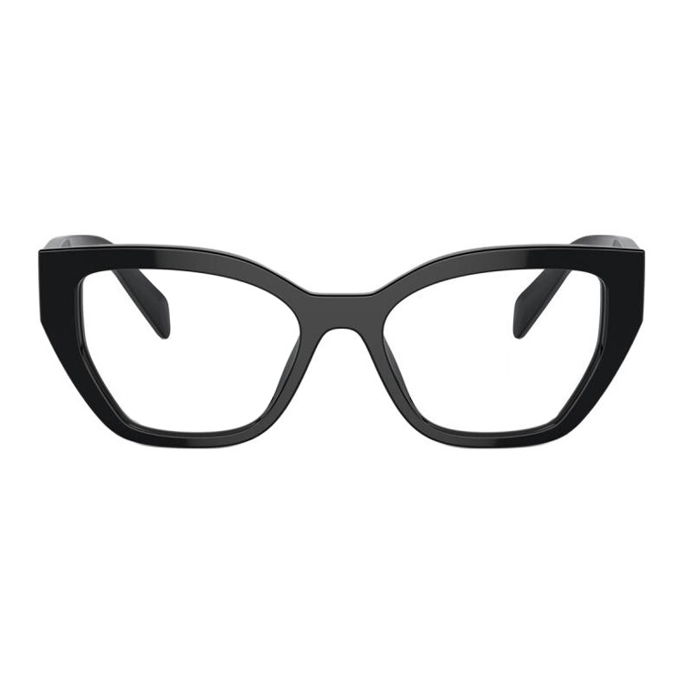 Shop PRADA 方形醋酸眼鏡 黑色 刻字鏡腿設計 PRA16V16K1O1