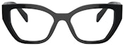 Shop PRADA 方形醋酸眼鏡 黑色 刻字鏡腿設計 PRA16V16K1O1