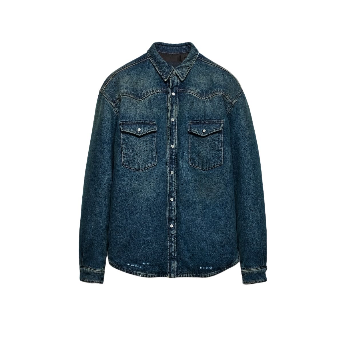 Order PRADA  SS24 Solid Color Denim Long Sleeve Shirt - Blue GEC104-10UJ-F0008-S-OOO