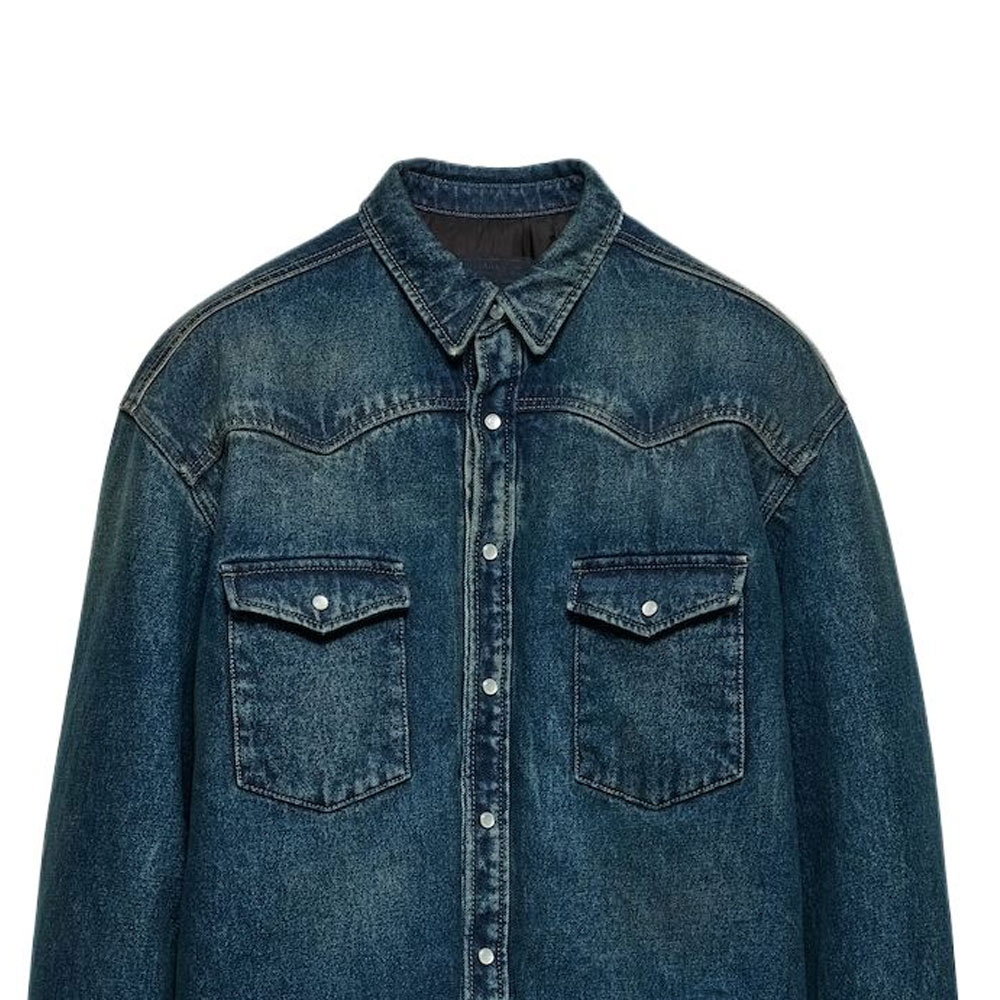 Sizing PRADA  SS24 Solid Color Denim Long Sleeve Shirt - Blue GEC104-10UJ-F0008-S-OOO