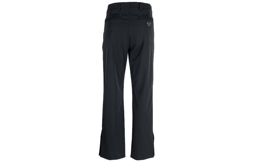 Lookbook PRADA  Stretch Casual Pants with Enamel Triangle Logo in Black. SPH252-11QL-F0002