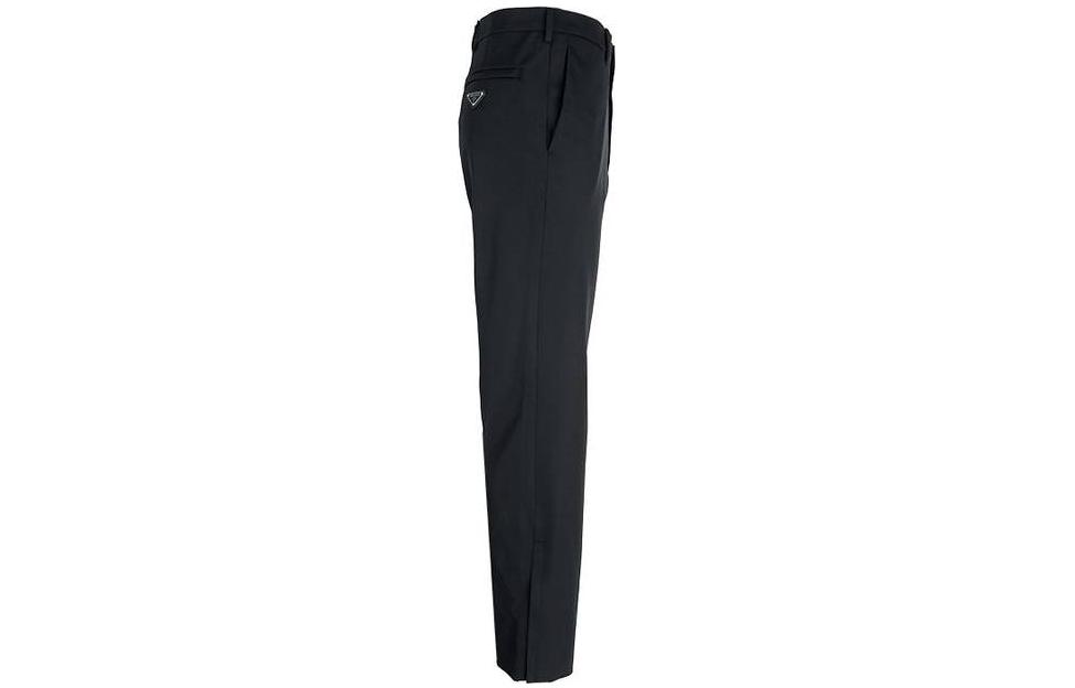 Shop PRADA  Stretch Casual Pants with Enamel Triangle Logo in Black. SPH252-11QL-F0002