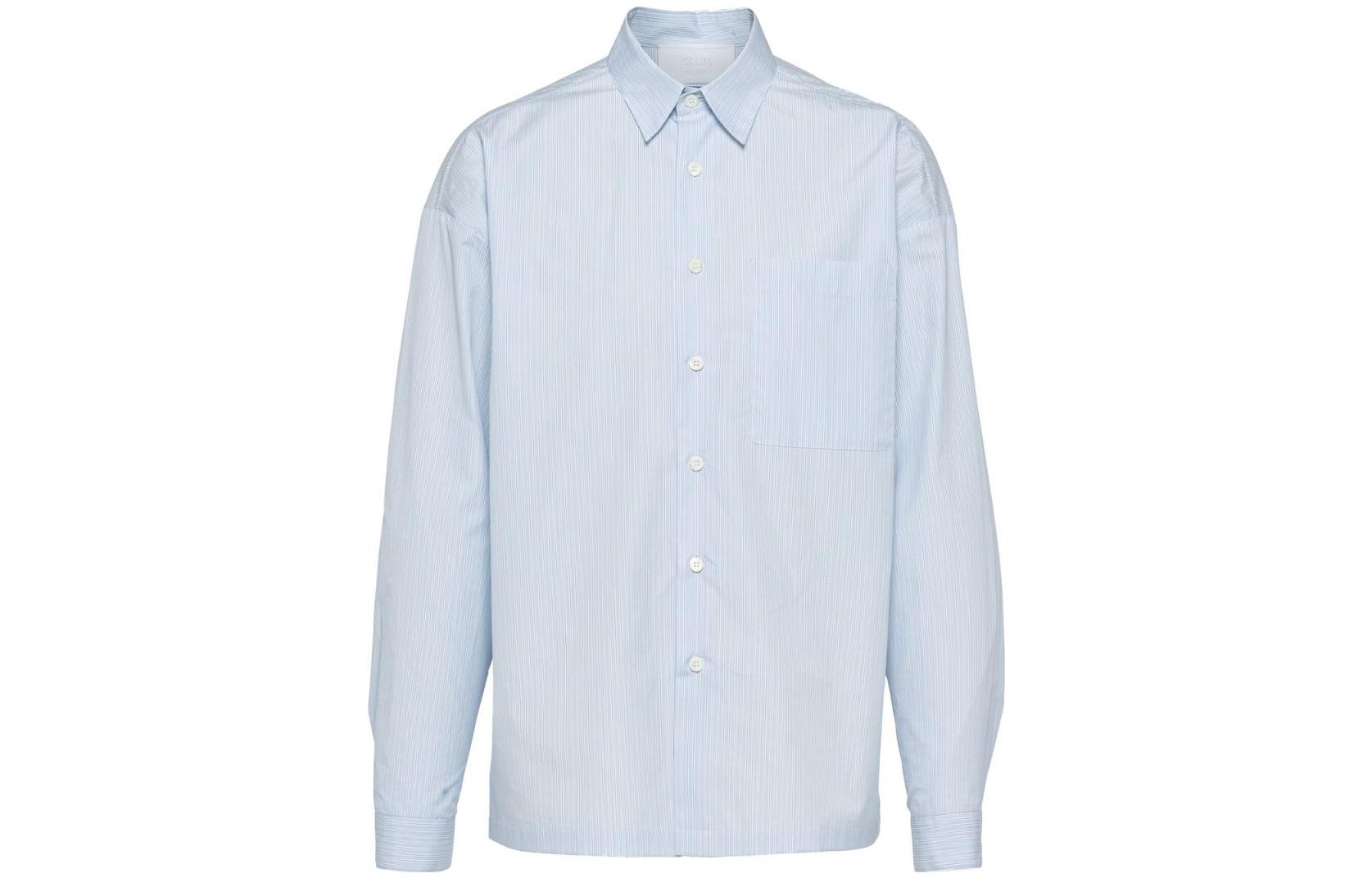 PRADA  Striped Print Long Sleeve Sun Protection Shirt - Blue. SC609-12U9-F03EM-S-221