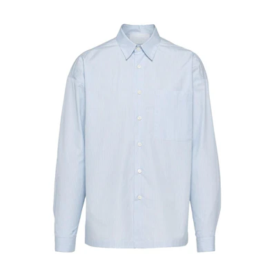 PRADA Striped Print Long Sleeve Sun Protection Shirt - Blue. SC609-12U9-F03EM-S-221