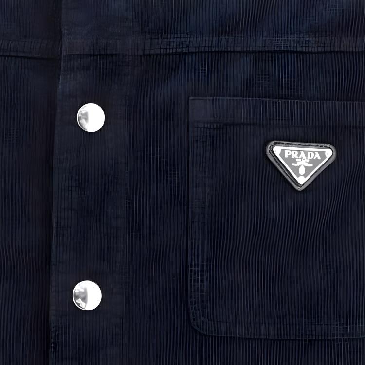 Purchase 프라다 블루 3톤 버튼업 긴팔 셔츠 GEC090S23213H-PF0008