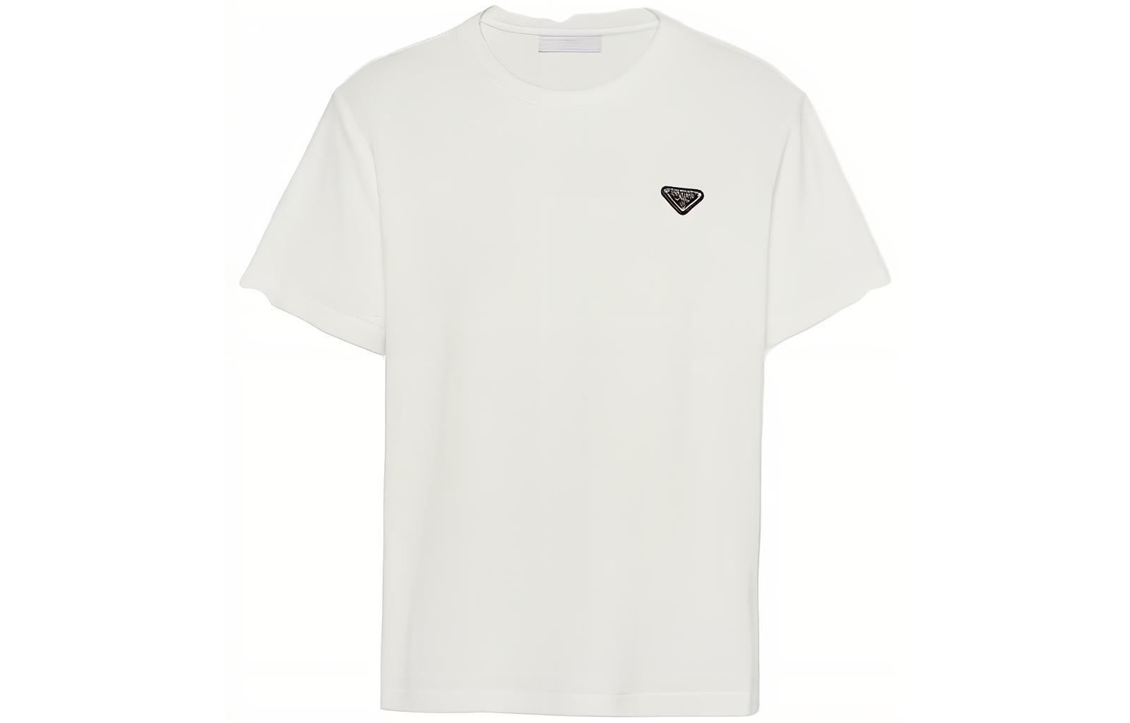 PRADA  White Crewneck T-Shirt with Logo Print UJN885-122E-F0009-S-232
