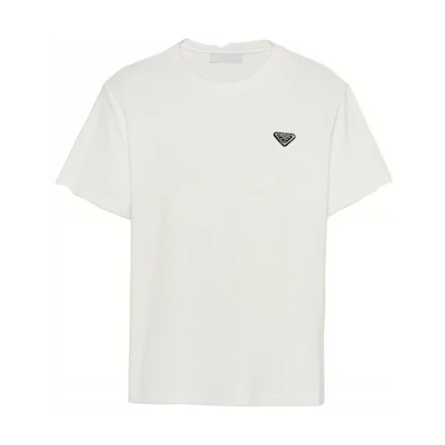 PRADA White Crewneck T-Shirt with Logo Print UJN885-122E-F0009-S-232