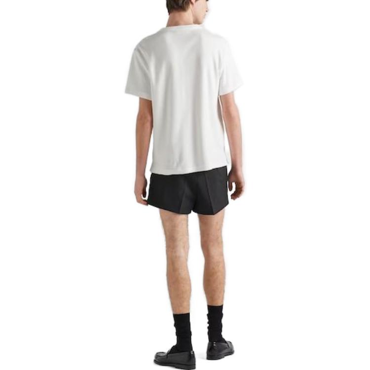 Shop PRADA 白色Logo印花圓領T恤 UJN885-122E-F0009-S-232