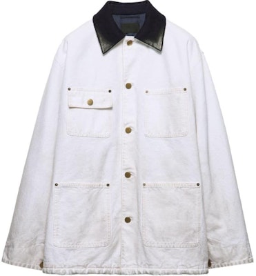 프라다 화이트 디스트레스 칼라 싱글브레스티드 롱슬리브 자켓. SGC675-14W7-F0009-S-OOO Order 프라다 화이트 디스트레스 칼라 싱글브레스티드 롱슬리브 자켓. SGC675-14W7-F0009-S-OOO