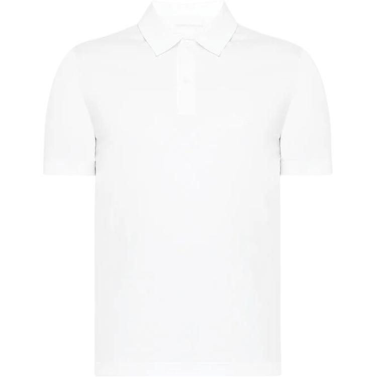 PRADA  White Embroidered Logo Short-Sleeve Polo Shirt. UJN664-1UOR-F0009-S-202