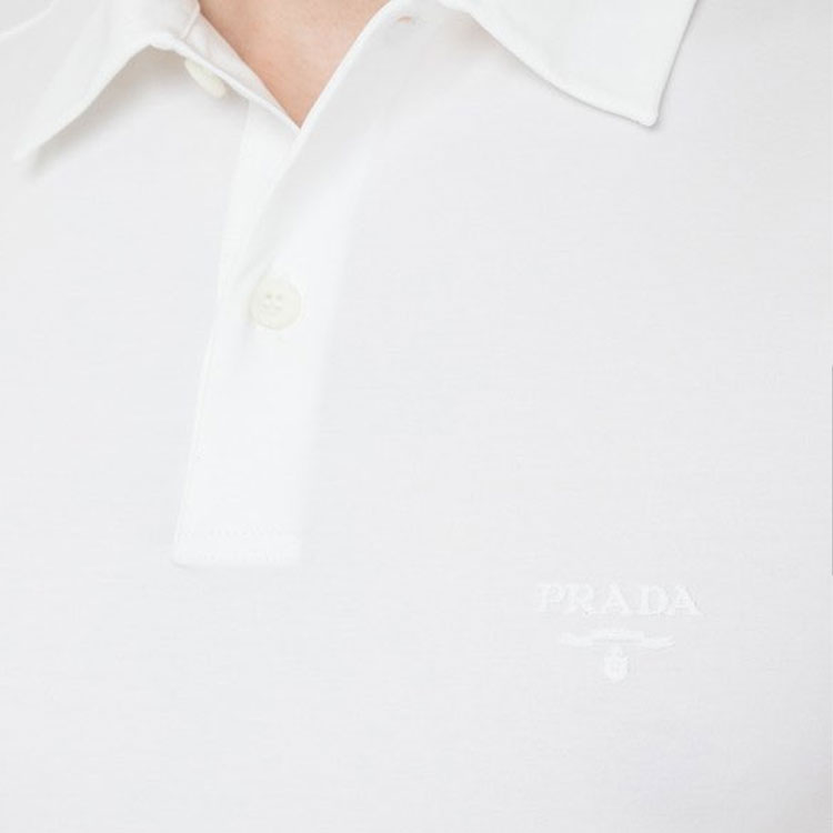 Purchase PRADA 白色刺绣标志短袖POLO衫. UJN664-1UOR-F0009-S-202