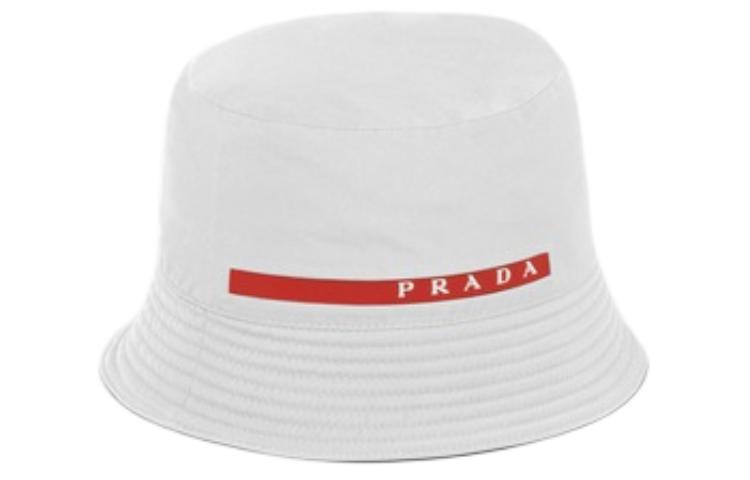 PRADA  White Logo Embroidered Cotton Polyester Bucket Hat 2HC1371L4KF0K74