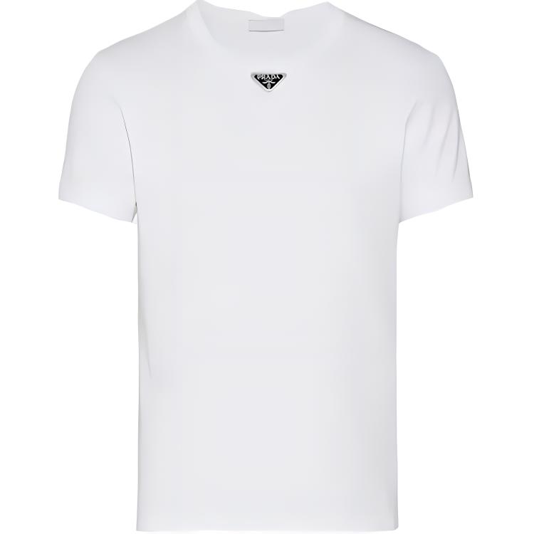 PRADA  White Logo Print Crew Neck Short Sleeve T-Shirt UJN861S232240-F0009