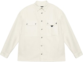 PRADA White Long Sleeve Button-Up Shirt with Classic Point Collar. GEC088-13B3-F0379 PRADA White Long Sleeve Button-Up Shirt with Classic Point Collar. GEC088-13B3-F0379