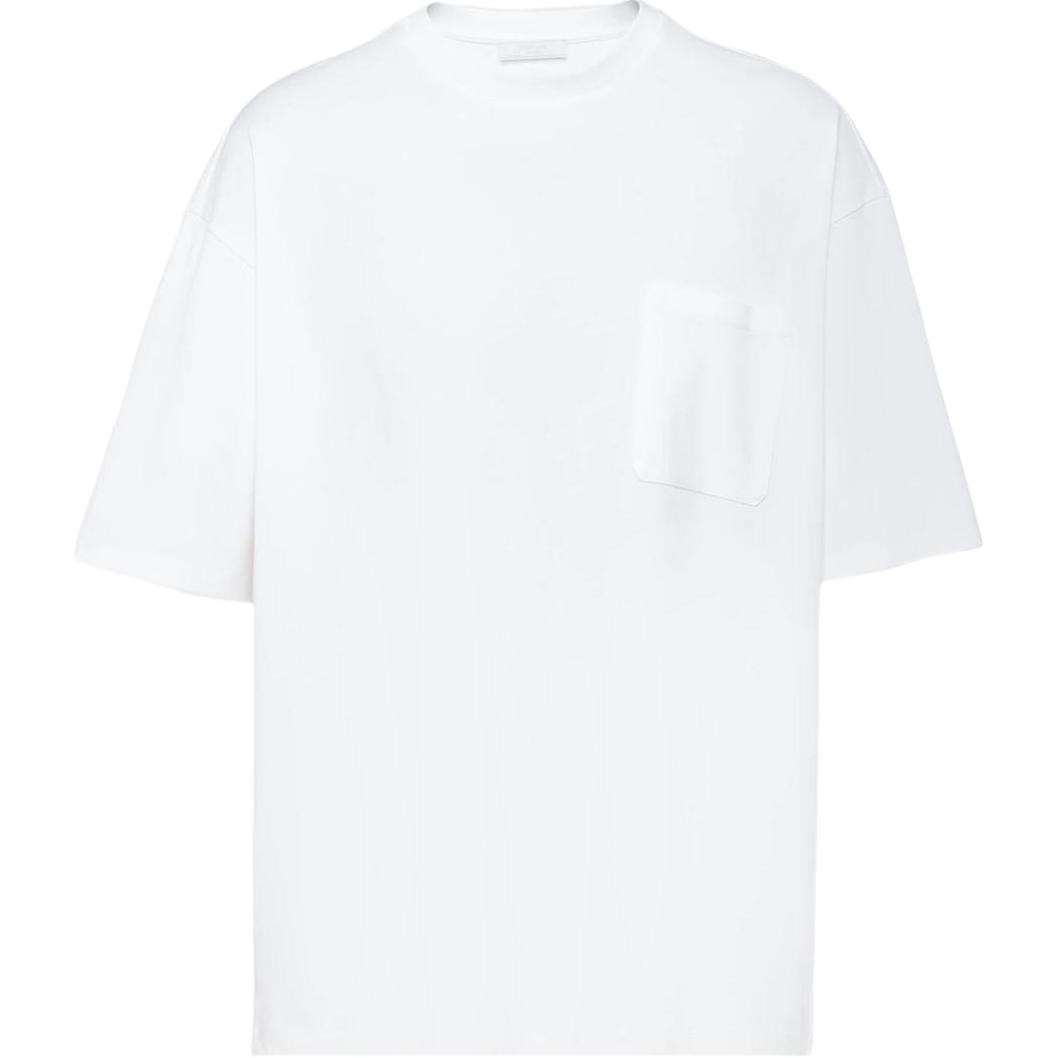 PRADA  White Pocket Cotton Short Sleeve T-Shirt UJN812-240-F0009-S-221