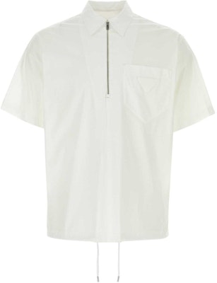 普拉达 白色短袖半拉链POLO衫. SC763-10HT-F0009-S-OOO Order 普拉达 白色短袖半拉链POLO衫. SC763-10HT-F0009-S-OOO