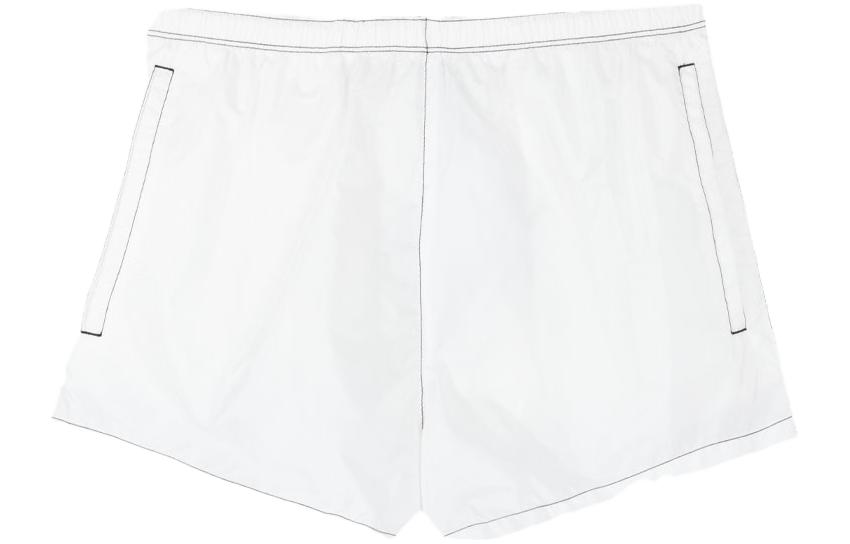 PRADA  White Solid Color Elastic Waist Straight Swim Shorts UB332-1WQ9-F0009-S-221