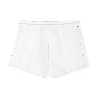 PRADA White Solid Color Elastic Waist Straight Swim Shorts UB332-1WQ9-F0009-S-221