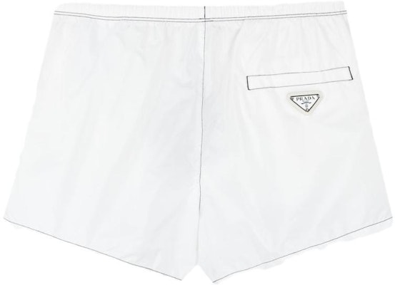 普拉达白色纯色弹力腰直筒泳裤 UB332-1WQ9-F0009-S-221 Lookbook 普拉达白色纯色弹力腰直筒泳裤 UB332-1WQ9-F0009-S-221