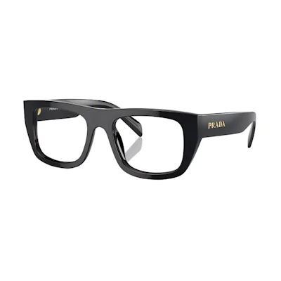 PRADA Acetate Square Optical Glasses Black Unisex Couple Design with Logo Detail. POIZON240620968