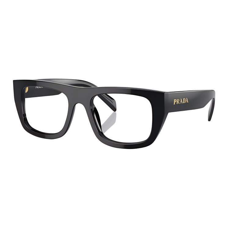 Order Kacamata Optik Persegi PRADA Acetate Hitam Unisex Desain Pasangan dengan Logo. POIZON240620968