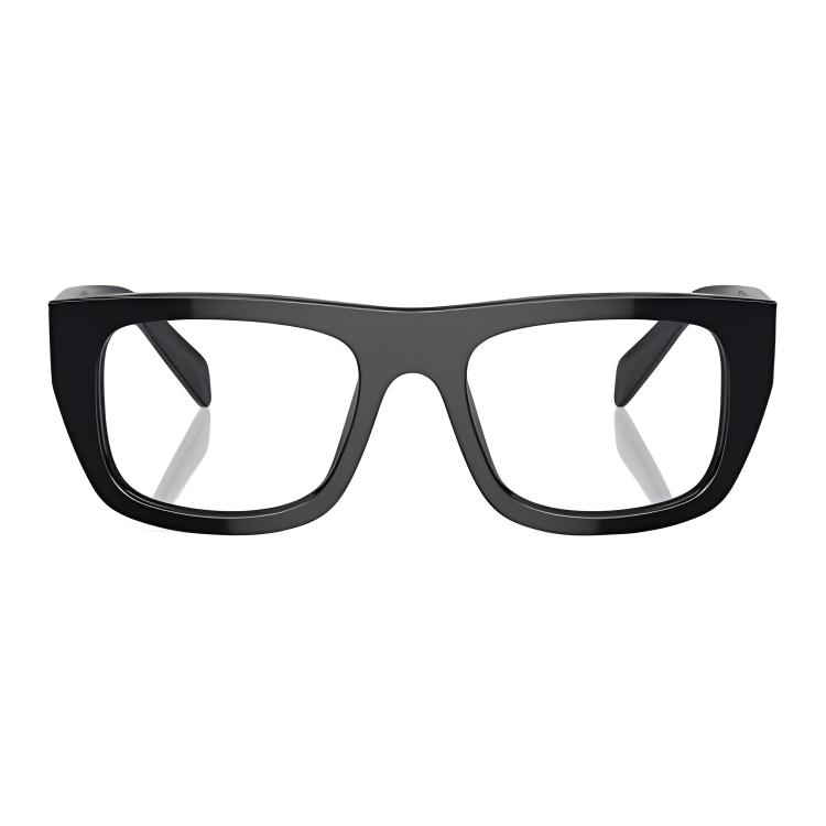 Lookbook Kacamata Optik Persegi PRADA Acetate Hitam Unisex Desain Pasangan dengan Logo. POIZON240620968