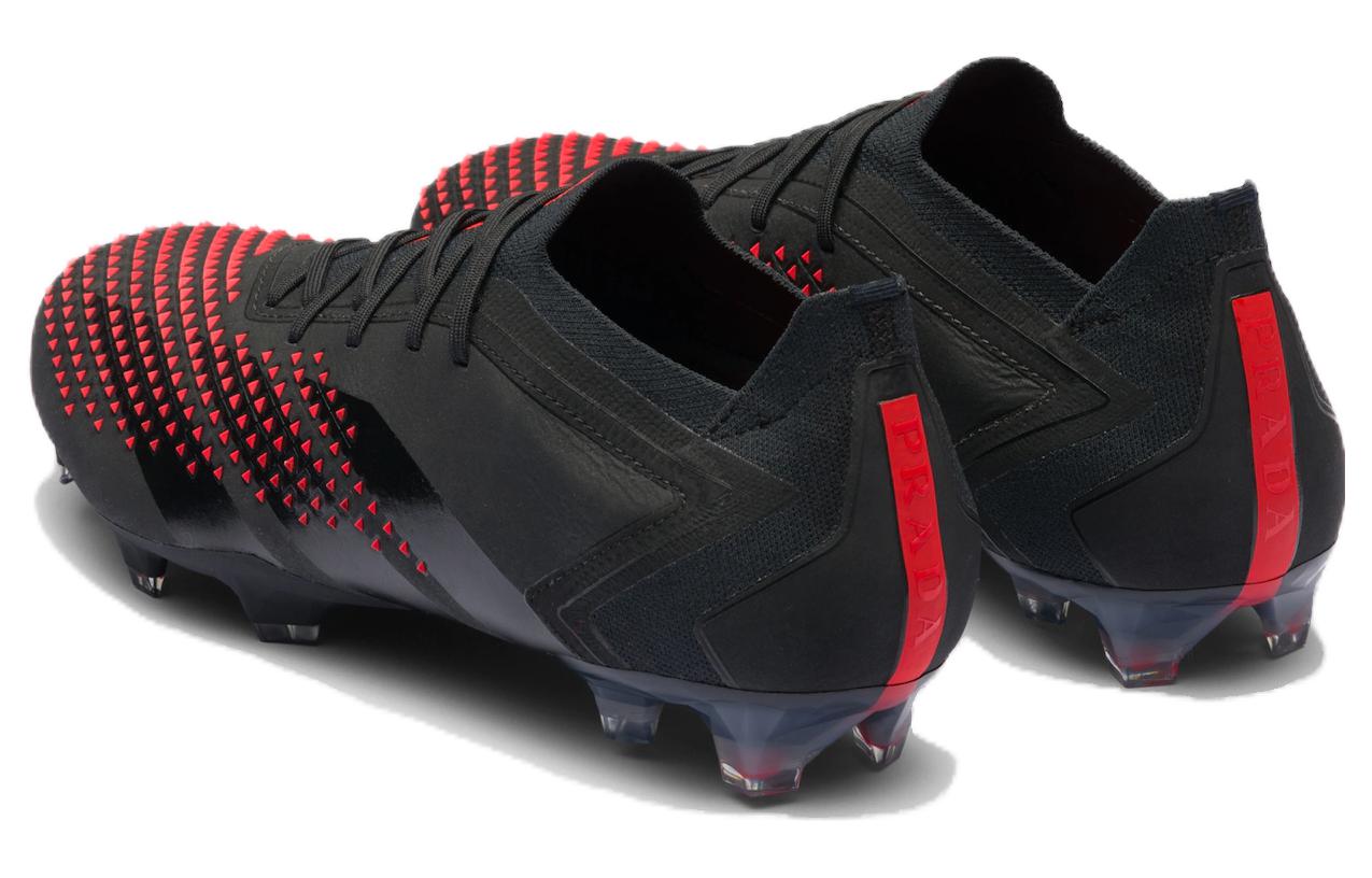 Shop プラダ×アディダス レザーローカットスニーカー 黒×赤 4E3601_2OG1_F0N98