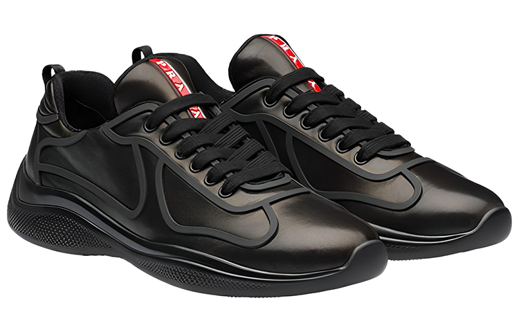 Order Prada America''s Cup ''Lambskin Low-Top Zwart'' 4E3390_072_F0002