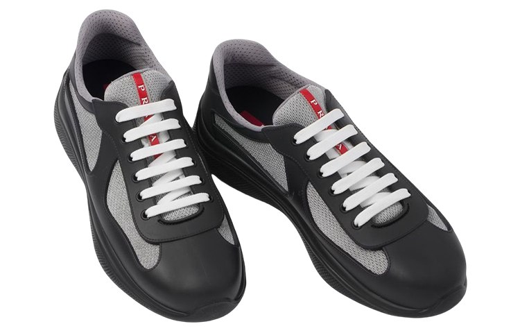 Lookbook PRADA America's Cup 橡膠 繫帶 低筒 運動休閒鞋 男款 黑色