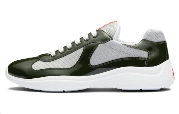 Buy PRADA America's Cup 漆皮 百搭舒適 低幫 休閒鞋 男款 銀綠色