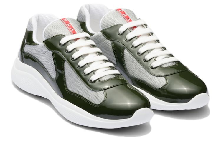 Order PRADA America's Cup 漆皮 百搭舒適 低幫 休閒鞋 男款 銀綠色
