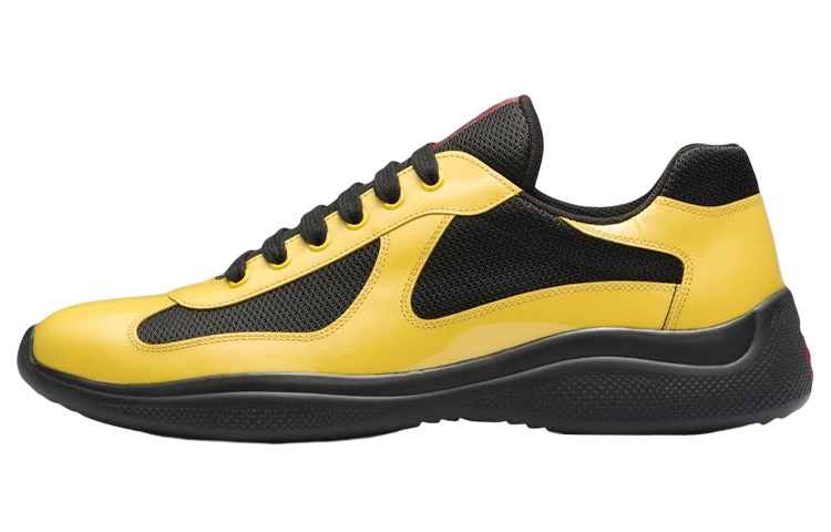 Buy PRADA 皮革 時尚系帶 低筒 運動休閒鞋 黃色