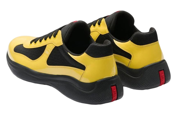 Purchase PRADA 皮革 時尚系帶 低筒 運動休閒鞋 黃色