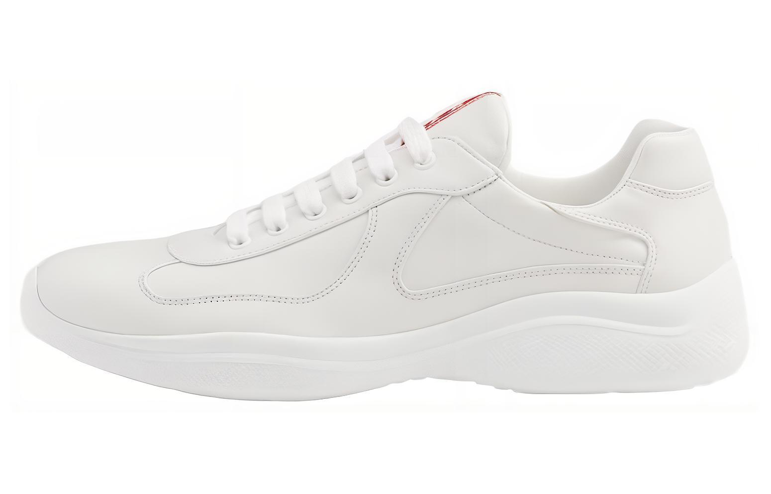 PRADA America's Cup White Leather Casual Low-Top Sneakers for Men. 4E3400_038_F0009