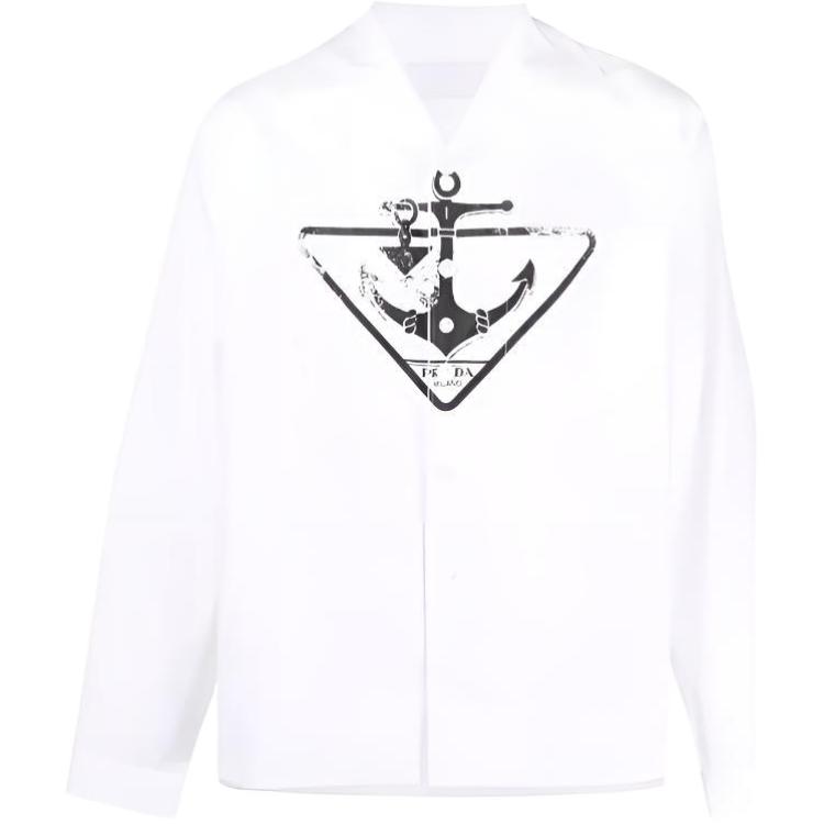 PRADA Anchor Print Shirt White UCN328-10IY-F0009-S-211