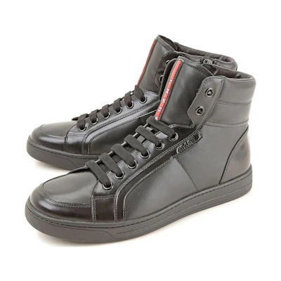 Prada Ankle Boot 'Black Lace-Up Round Toe'