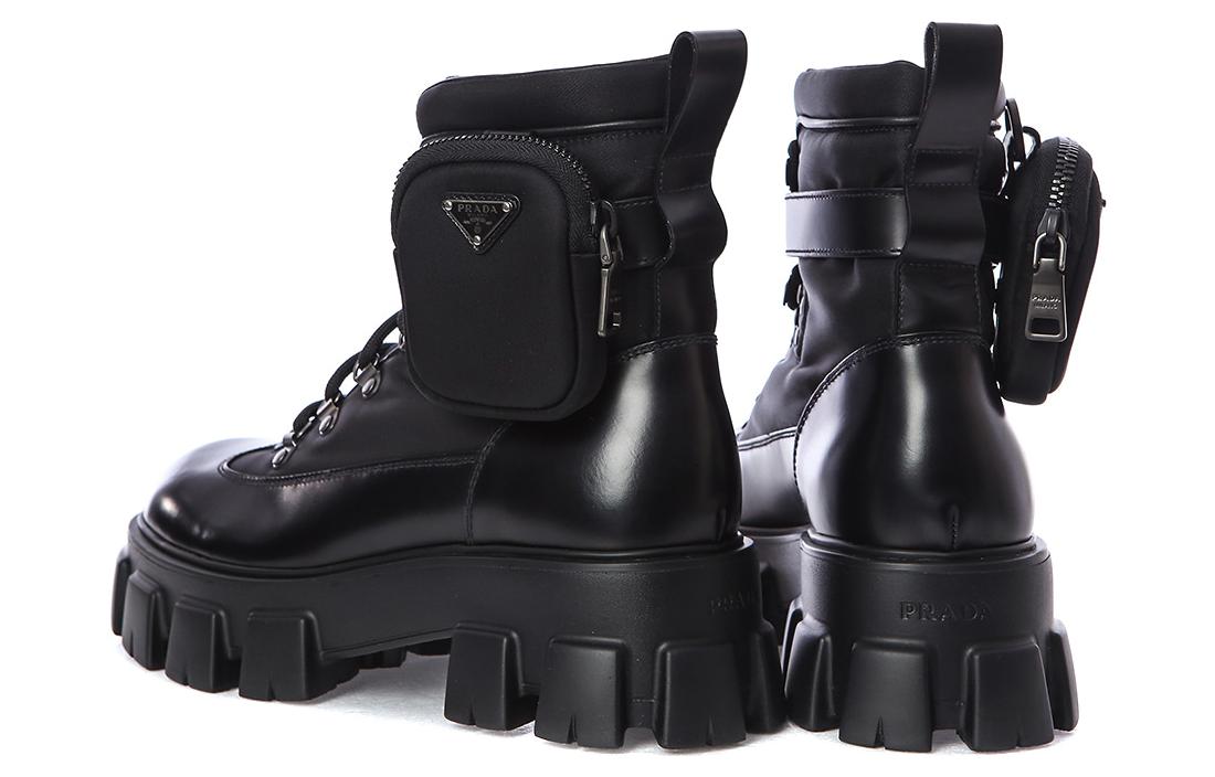 Shop プラダ　レザーブロックヒールアンクルブーツ (Purada Rezaa Burokkuhiiru Ankuru Buutsu) 2UE009_3LFR_F0002