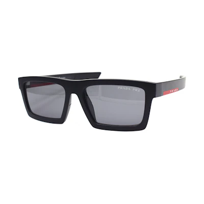 PRADA AVTIVE IMPAVID Matte Black Polarized Rectangular Sunglasses. SPS02Z-U-1BO-02G