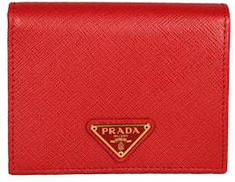 Prada Bifold Wallet (4 Card Slot) Saffiano Leather Red Prada Bifold Wallet (4 Card Slot) Saffiano Leather Red
