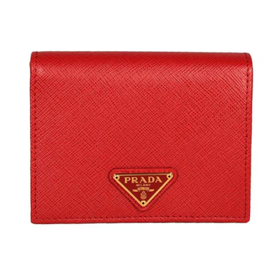 Prada Bifold Wallet (4 Card Slot) Saffiano Leather Red