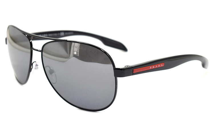 PRADA Black Aviator Polarized Sunglasses 0PS53PS1AB2F262