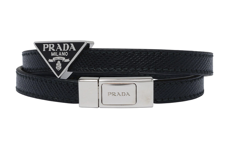 Order PRADA Gelang Logo Kulit Anak Lembu Hitam 2IB286_053_F0002