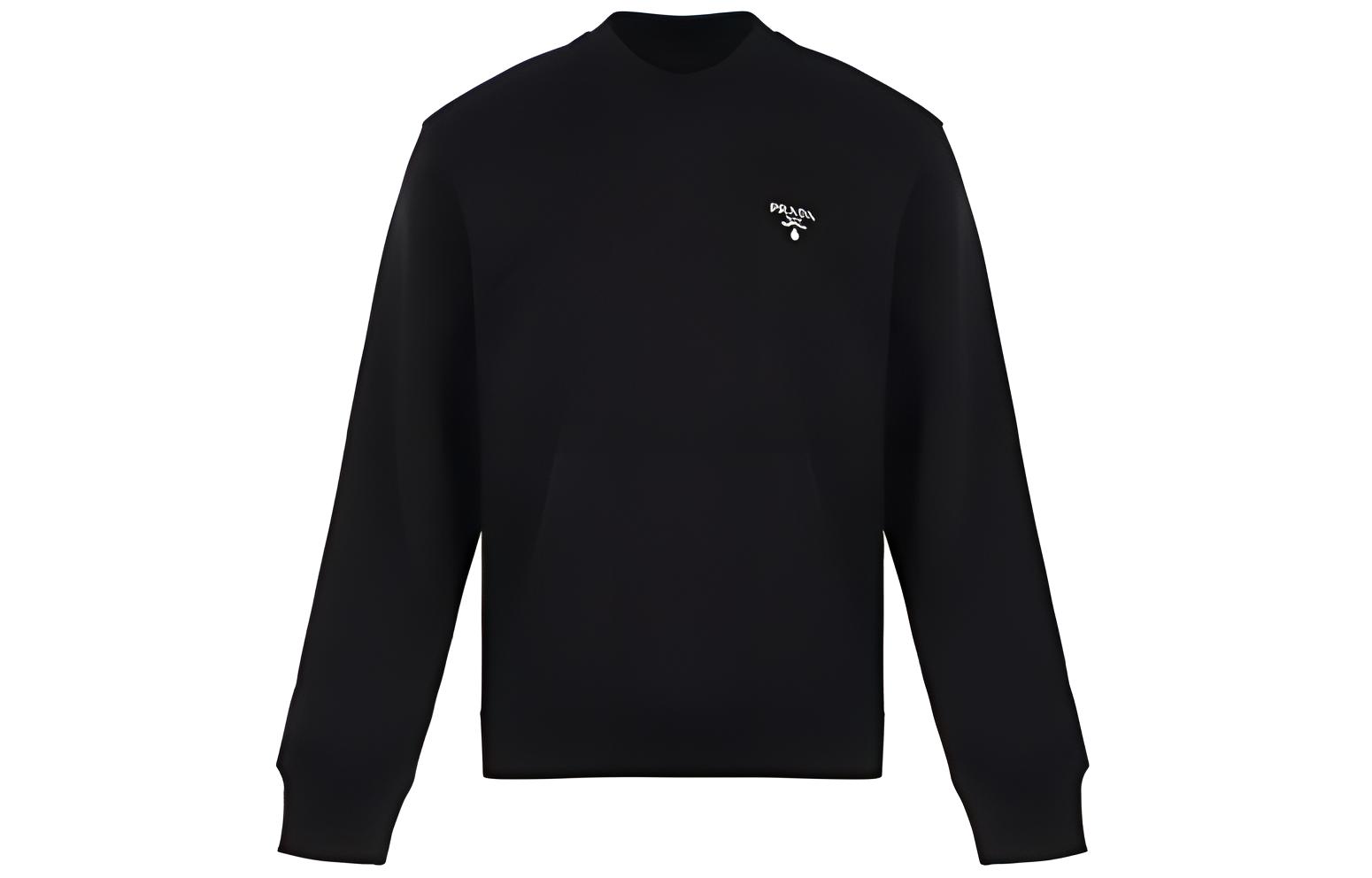 PRADA Black Cotton Crewneck Oversized Pullover Sweatshirt UJL187-1YYB-F0806
