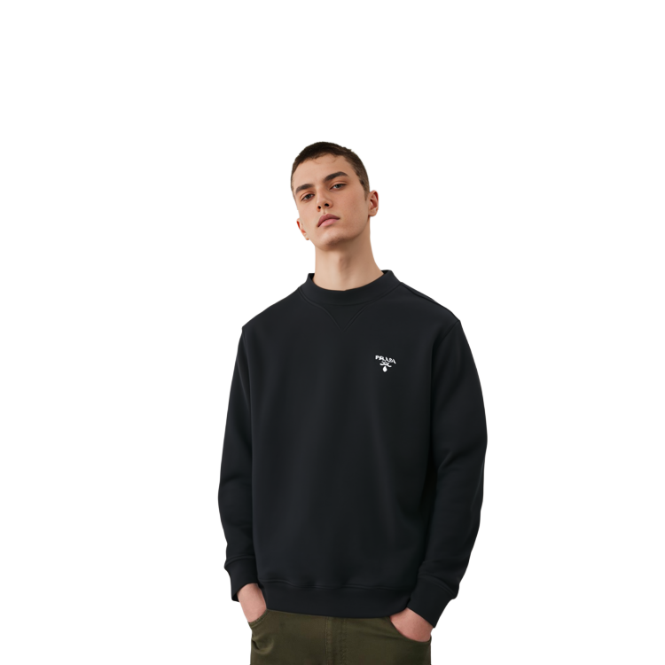 Purchase PRADA Baju Sejuk Oversized Crewneck Kapas Hitam UJL187-1YYB-F0806