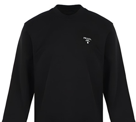 PRADA Baju Sejuk Oversized Crewneck Kapas Hitam UJL187-1YYB-F0806 Details for PRADA Baju Sejuk Oversized Crewneck Kapas Hitam UJL187-1YYB-F0806