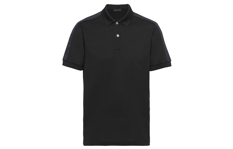 PRADA Black Cotton Knit Short Sleeve Polo Shirt UJN612-1VNY-F0002-S-201