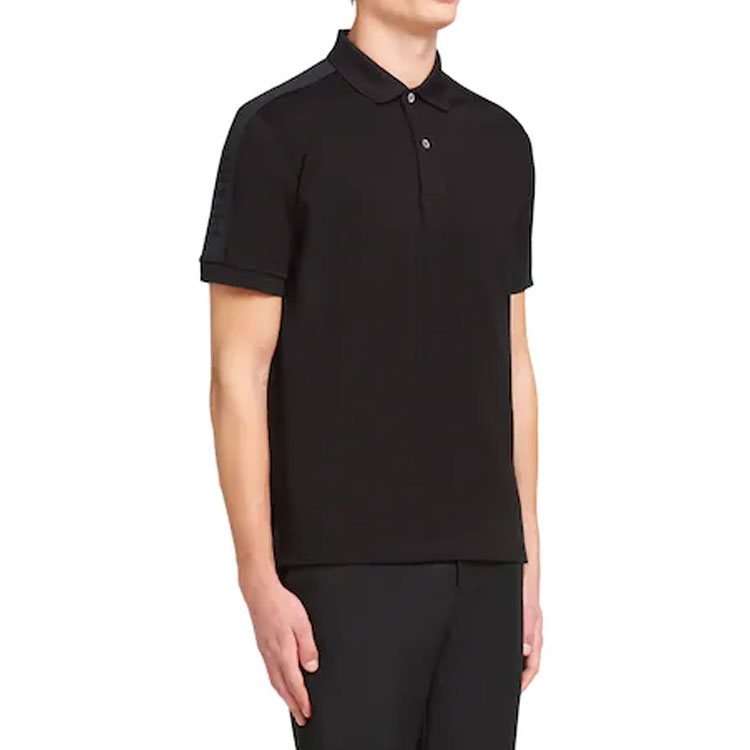 Lookbook 普拉达黑色棉质针织短袖POLO衫 UJN612-1VNY-F0002-S-201