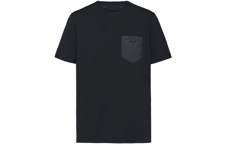 PRADA Black Crew Neck Stretch Cotton Pocket T-Shirt. UJN587-1UOQ-F0806-S-192